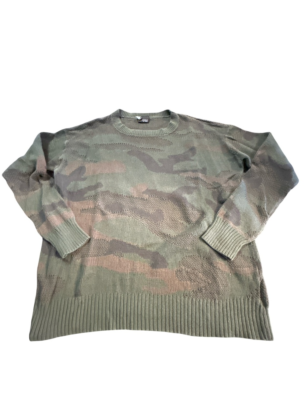 Sparkle & Fade Urban Outfitters Camo Knit Crewneck Sweater Small Cotton Slouchy